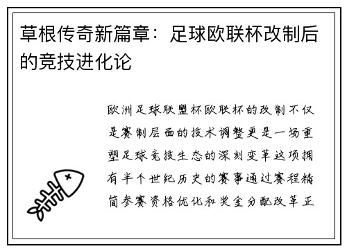 草根传奇新篇章：足球欧联杯改制后的竞技进化论